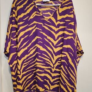 Oversized Adrienne Vibrant Purple and Yellow Zebra Blouse